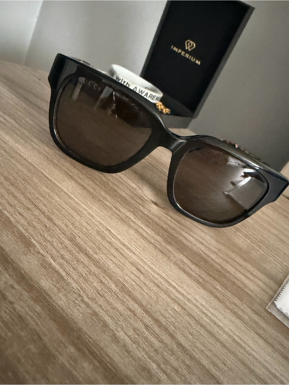 Gucci Black Men’s Sunglasses with Brown Gradient Lenses